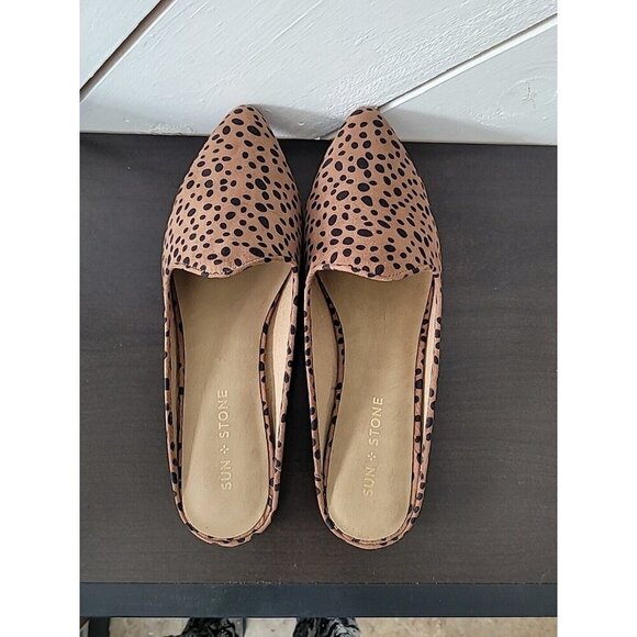 NEW Sun + Stone Ninnaf Womens Size 9.5 M Leopard Print Slip-On Flats - Picture 1 of 8